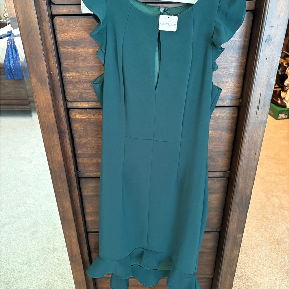 Ava & Aiden Teal Ruffle High Low Dress